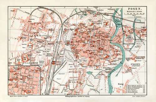 Posen historischer stadtplan - posen,